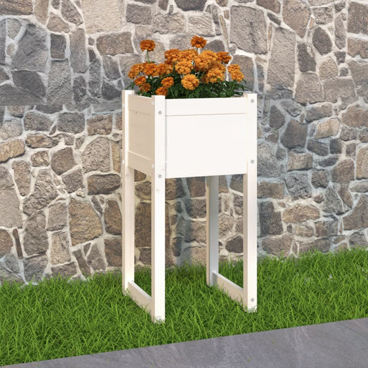 Plantenbak 40x40x81 cm massief grenenhout wit is nu te koop bij PeponiXL, paradijselijk wonen!