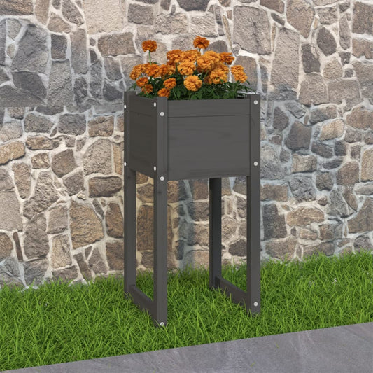 Plantenbak 40x40x81 cm massief grenenhout grijs is nu te koop bij PeponiXL, paradijselijk wonen!