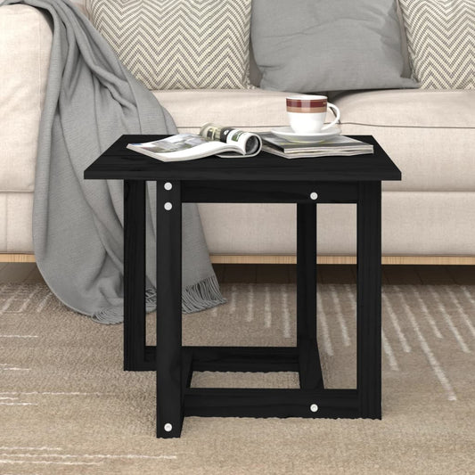Salontafel 50x50x45 cm massief grenenhout zwart is nu te koop bij PeponiXL, paradijselijk wonen!