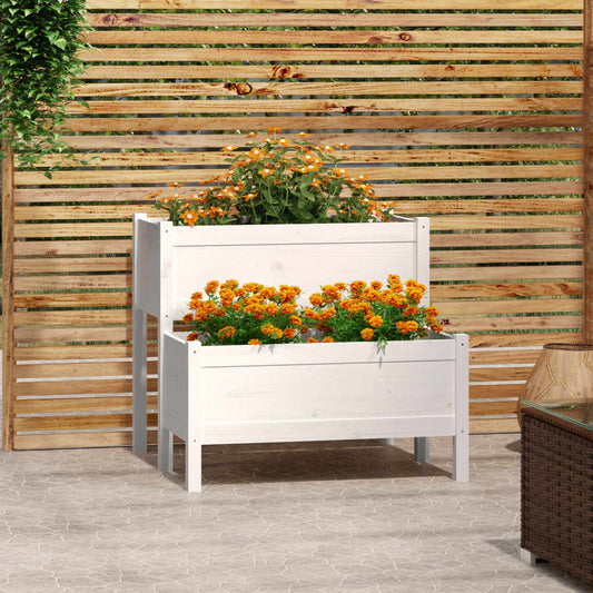 Plantenbak 84,5x84x75 cm massief grenenhout wit is nu te koop bij PeponiXL, paradijselijk wonen!