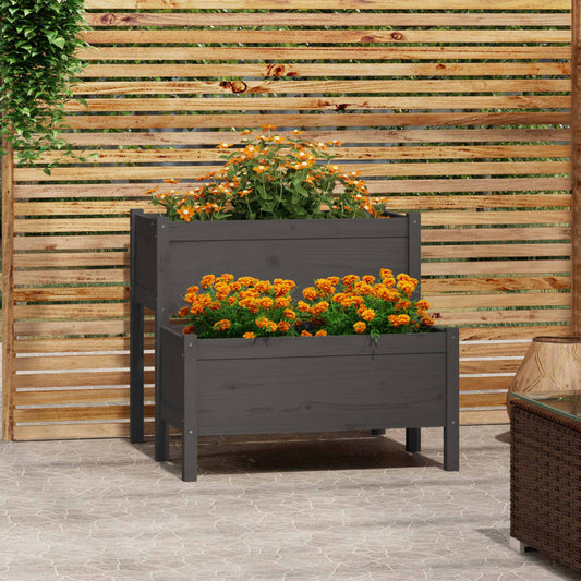 Plantenbak 84,5x84x75 cm massief grenenhout grijs is nu te koop bij PeponiXL, paradijselijk wonen!