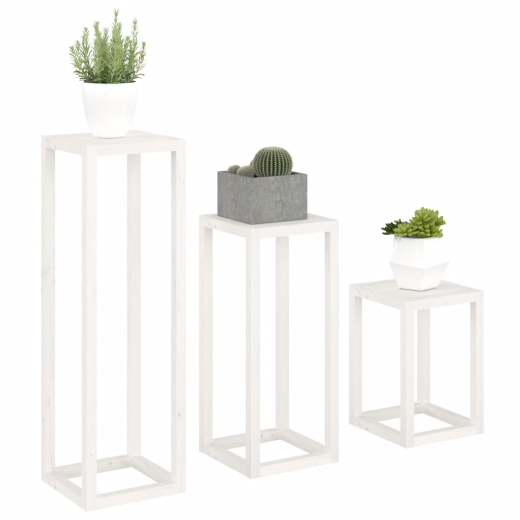 3-delige Plantenstandaardset massief grenenhout wit is nu te koop bij PeponiXL, paradijselijk wonen!