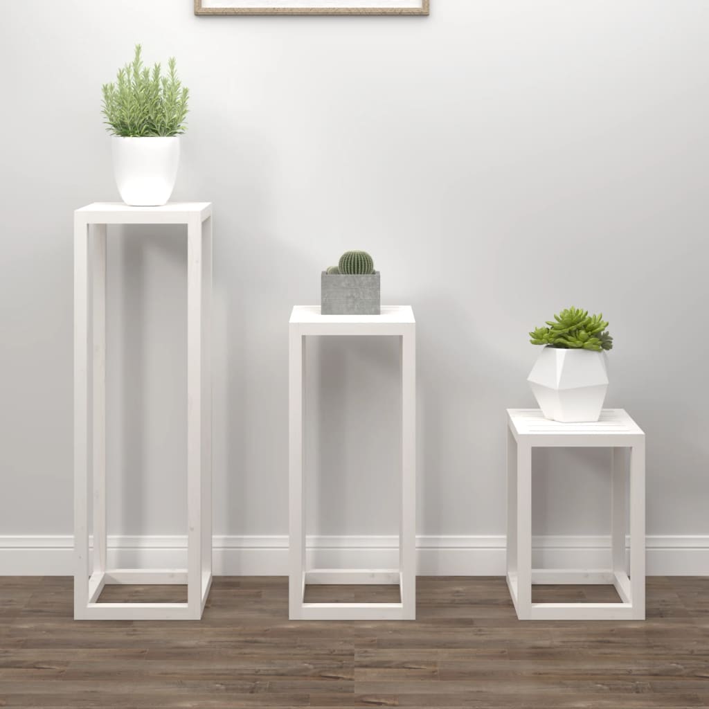 3-delige Plantenstandaardset massief grenenhout wit is nu te koop bij PeponiXL, paradijselijk wonen!