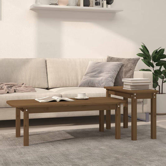 2-delige Salontafelset massief grenenhout honingbruin is nu te koop bij PeponiXL, paradijselijk wonen!