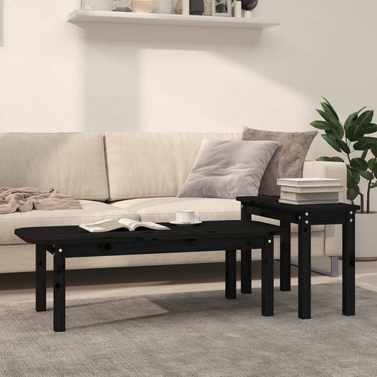 2-delige Salontafelset massief grenenhout zwart is nu te koop bij PeponiXL, paradijselijk wonen!