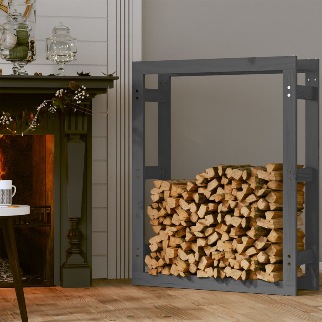 Haardhoutrek 80x25x100 cm massief grenenhout grijs is nu te koop bij PeponiXL, paradijselijk wonen!