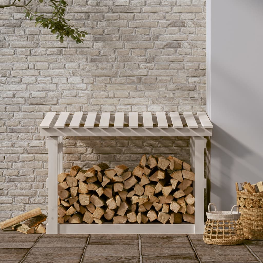 Haardhoutrek 108x64,5x77 cm massief grenenhout wit is nu te koop bij PeponiXL, paradijselijk wonen!