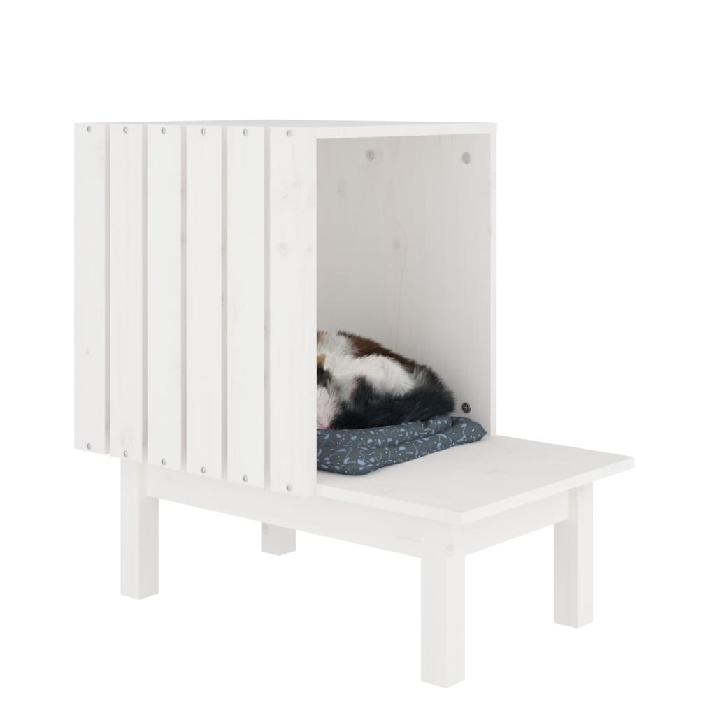 Kattenhuis 60x36x60 cm massief grenenhout wit is nu te koop bij PeponiXL, paradijselijk wonen!