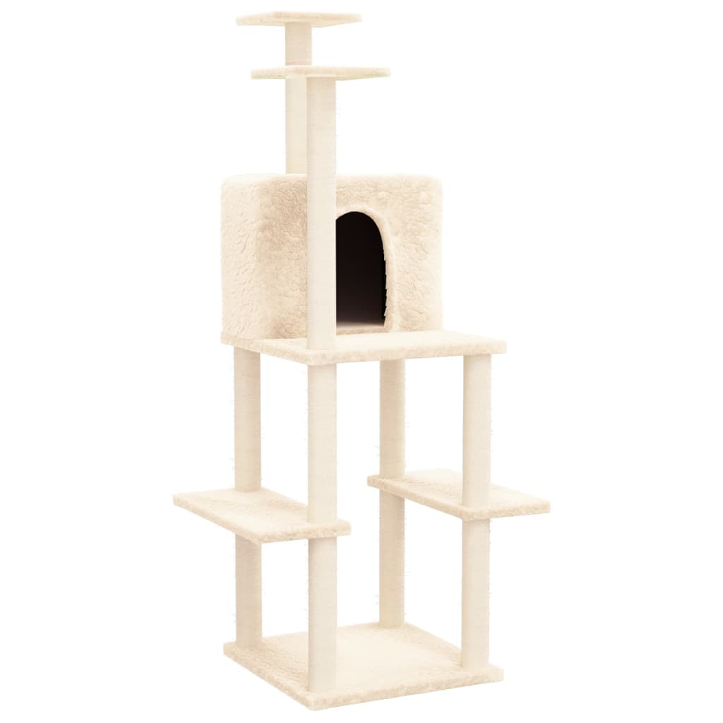 Kattenmeubel met sisal krabpalen 144,5 cm crèmekleurig is nu te koop bij PeponiXL, paradijselijk wonen!