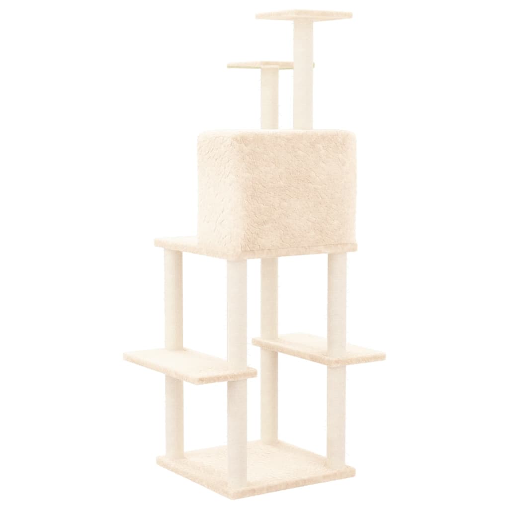 Kattenmeubel met sisal krabpalen 144,5 cm crèmekleurig is nu te koop bij PeponiXL, paradijselijk wonen!