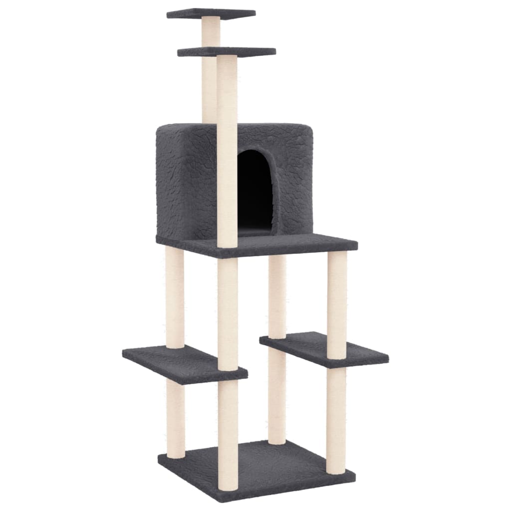 Kattenmeubel met sisal krabpalen 144,5 cm donkergrijs is nu te koop bij PeponiXL, paradijselijk wonen!