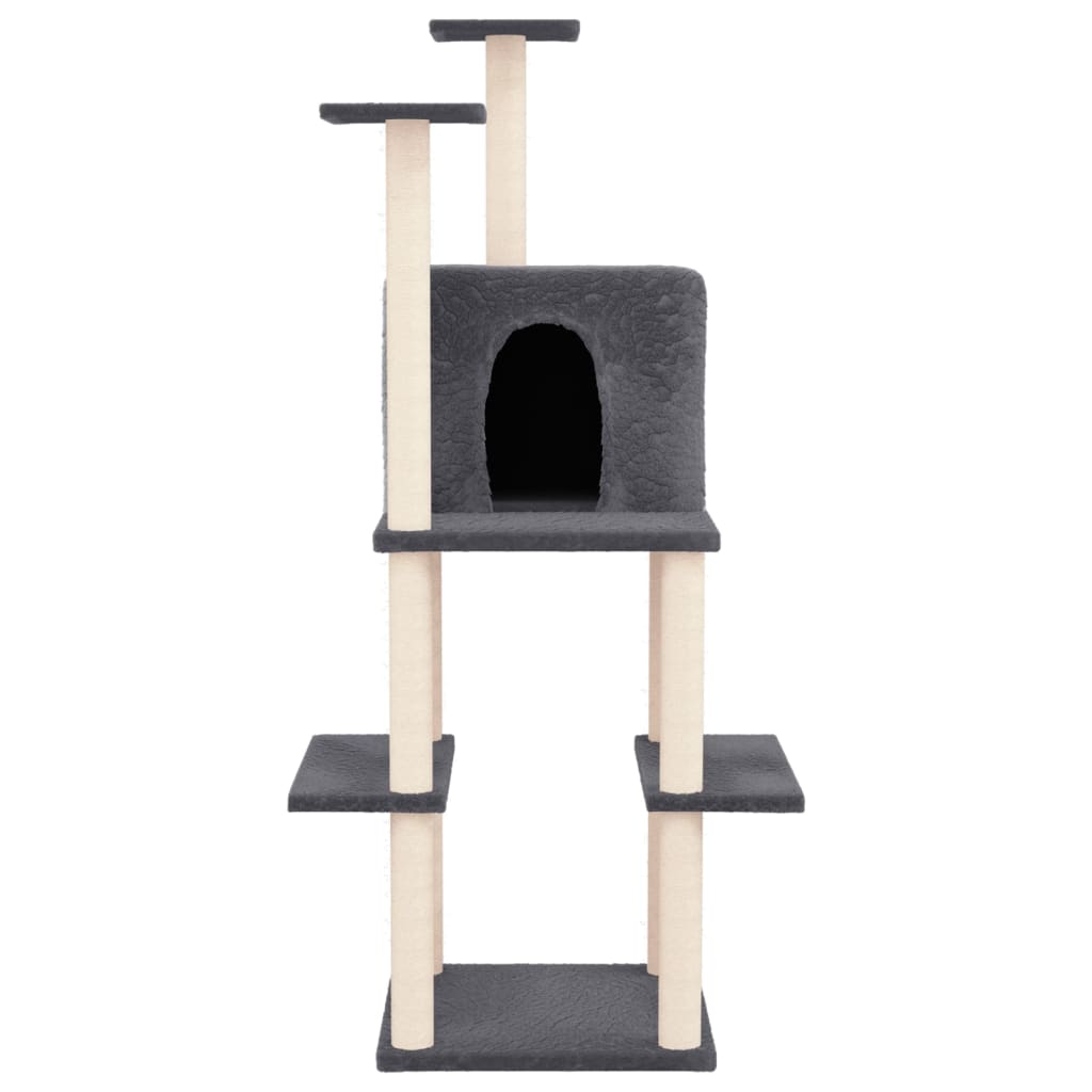 Kattenmeubel met sisal krabpalen 144,5 cm donkergrijs is nu te koop bij PeponiXL, paradijselijk wonen!