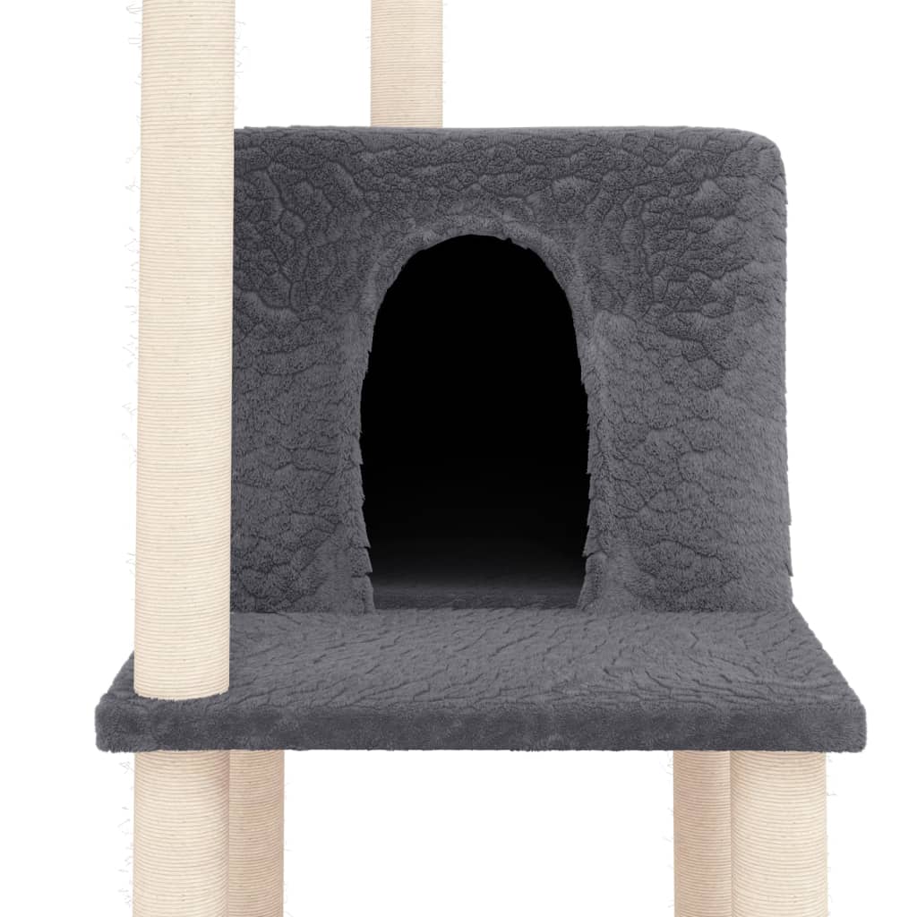 Kattenmeubel met sisal krabpalen 144,5 cm donkergrijs is nu te koop bij PeponiXL, paradijselijk wonen!