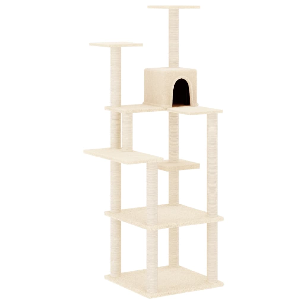 Kattenmeubel met sisal krabpalen 153 cm crèmekleurig is nu te koop bij PeponiXL, paradijselijk wonen!