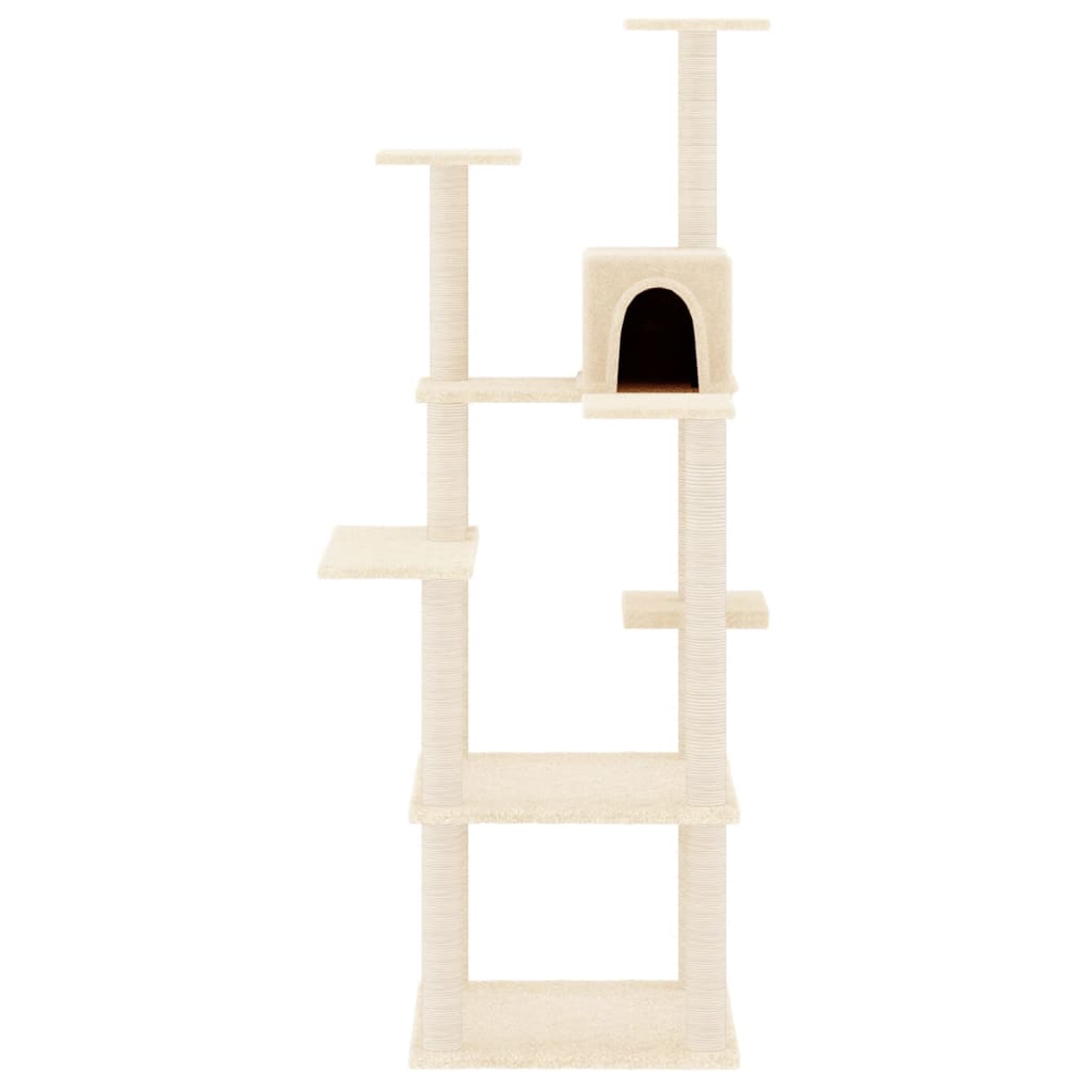 Kattenmeubel met sisal krabpalen 153 cm crèmekleurig is nu te koop bij PeponiXL, paradijselijk wonen!
