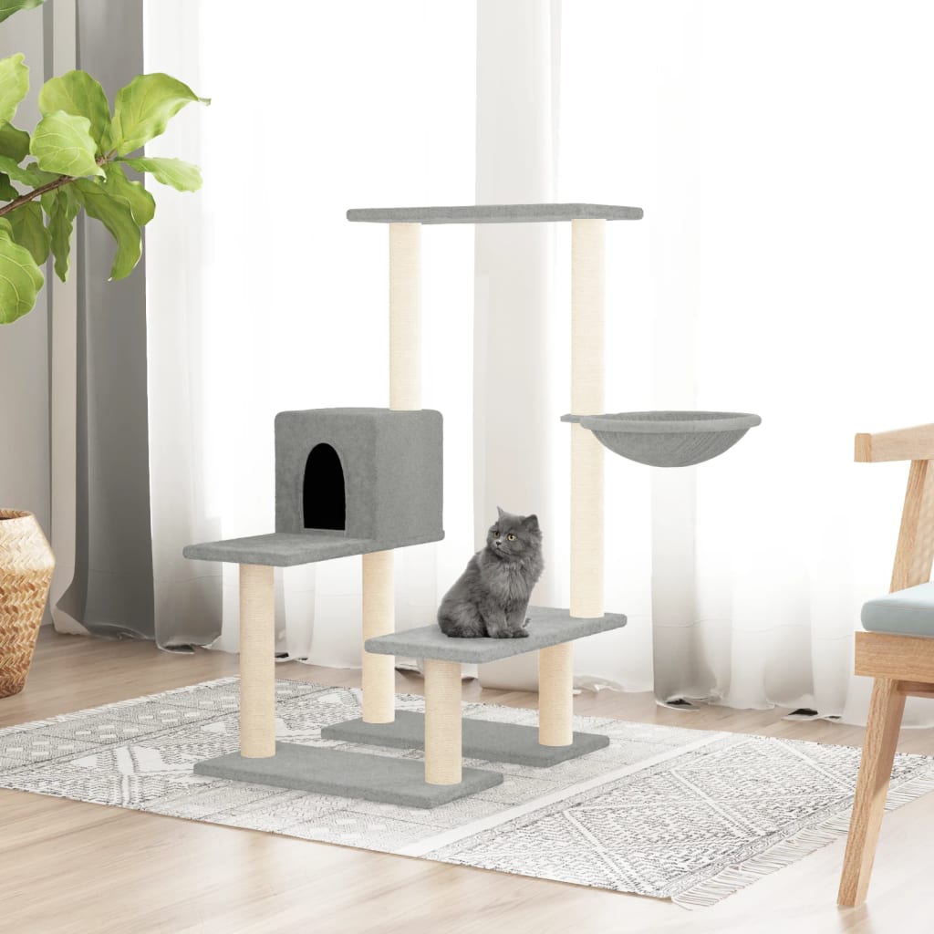 Kattenmeubel met sisal krabpalen 94,5 cm lichtgrijs is nu te koop bij PeponiXL, paradijselijk wonen!