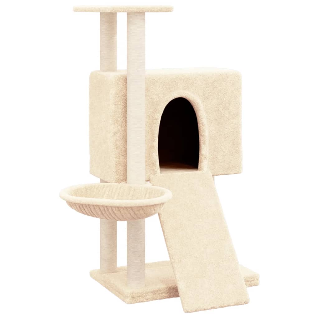Kattenmeubel met sisal krabpalen 96 cm crèmekleurig is nu te koop bij PeponiXL, paradijselijk wonen!
