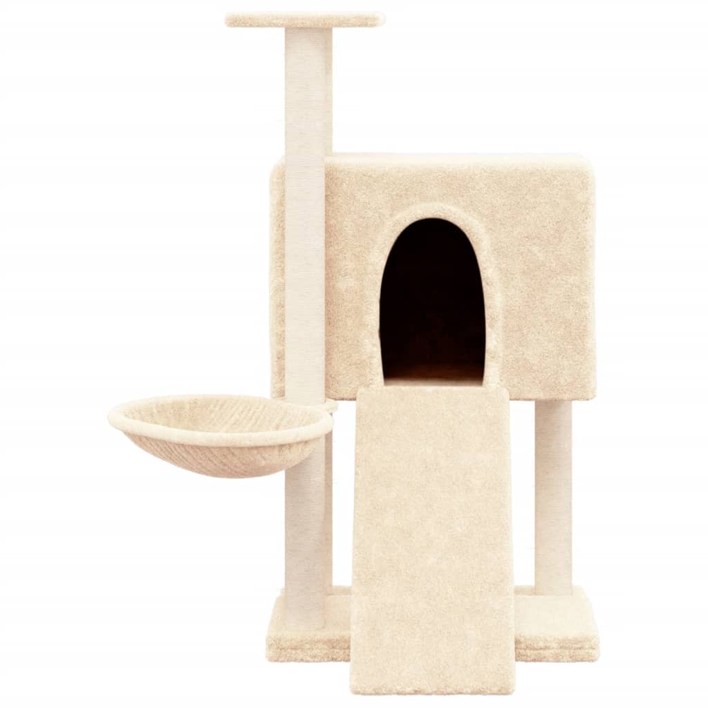 Kattenmeubel met sisal krabpalen 96 cm crèmekleurig is nu te koop bij PeponiXL, paradijselijk wonen!