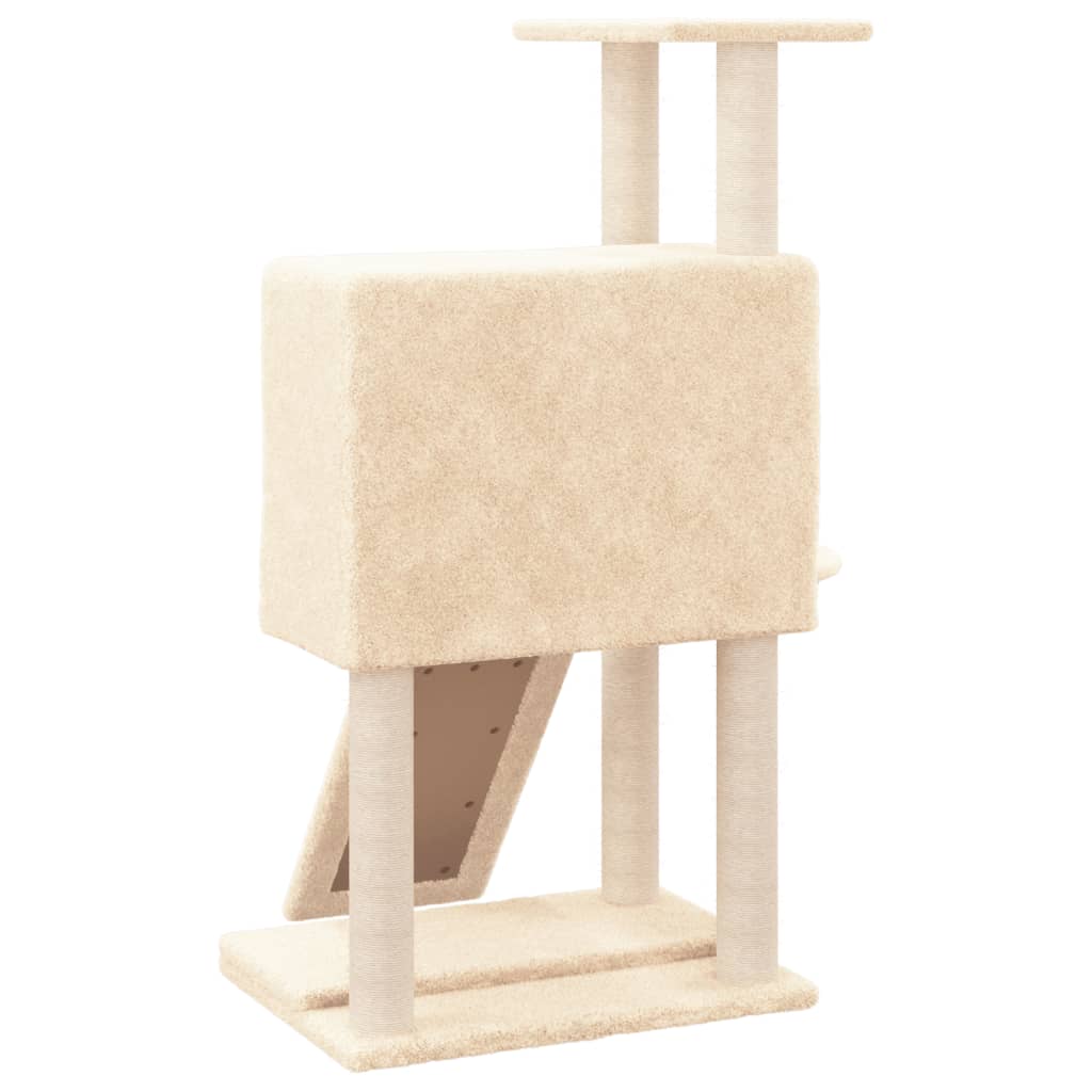 Kattenmeubel met sisal krabpalen 96 cm crèmekleurig is nu te koop bij PeponiXL, paradijselijk wonen!