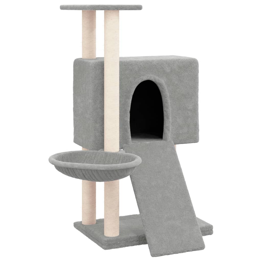 Kattenmeubel met sisal krabpalen 96 cm lichtgrijs is nu te koop bij PeponiXL, paradijselijk wonen!