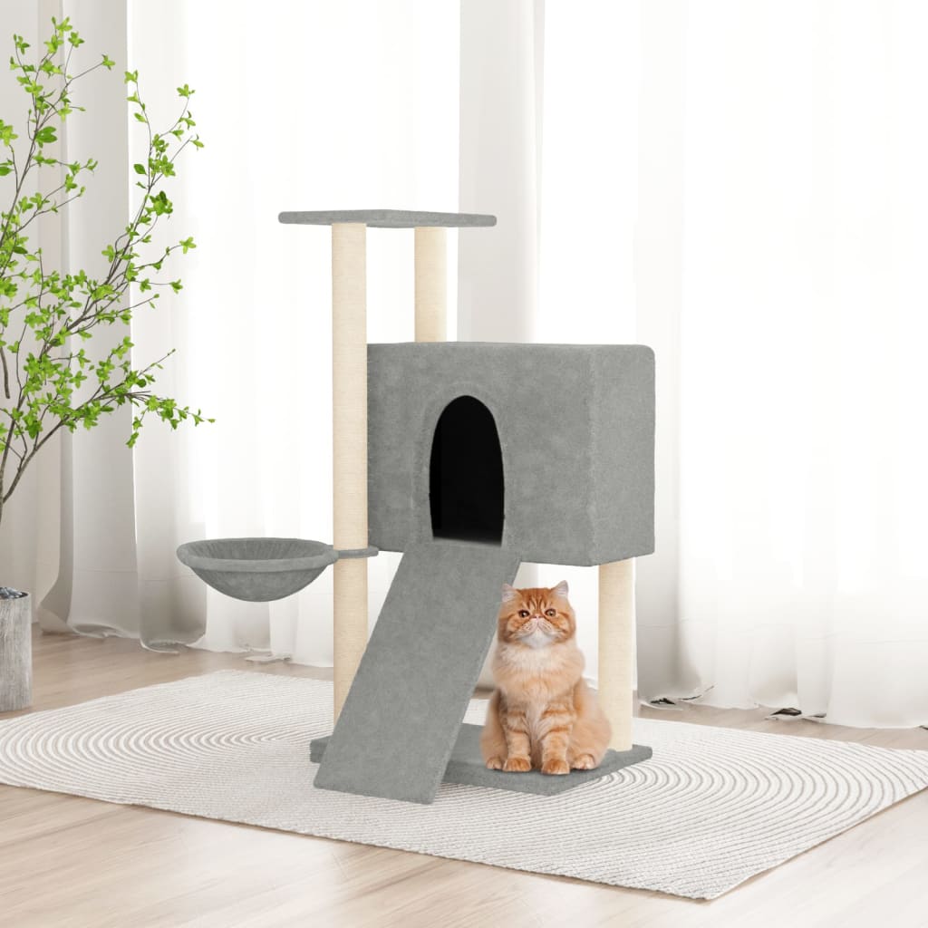 Kattenmeubel met sisal krabpalen 96 cm lichtgrijs is nu te koop bij PeponiXL, paradijselijk wonen!