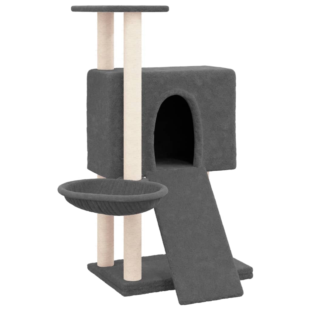 Kattenmeubel met sisal krabpalen 96 cm donkergrijs is nu te koop bij PeponiXL, paradijselijk wonen!