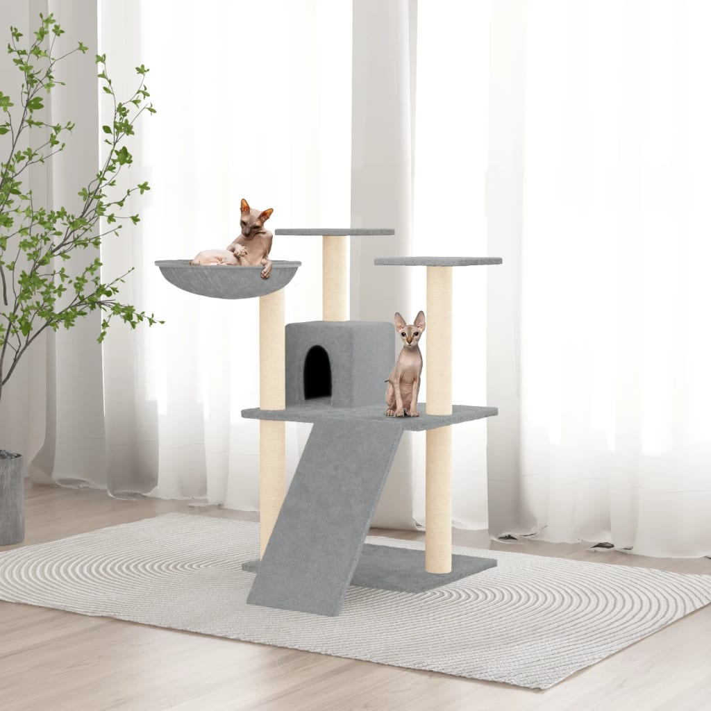 Kattenmeubel met sisal krabpalen 83 cm lichtgrijs is nu te koop bij PeponiXL, paradijselijk wonen!