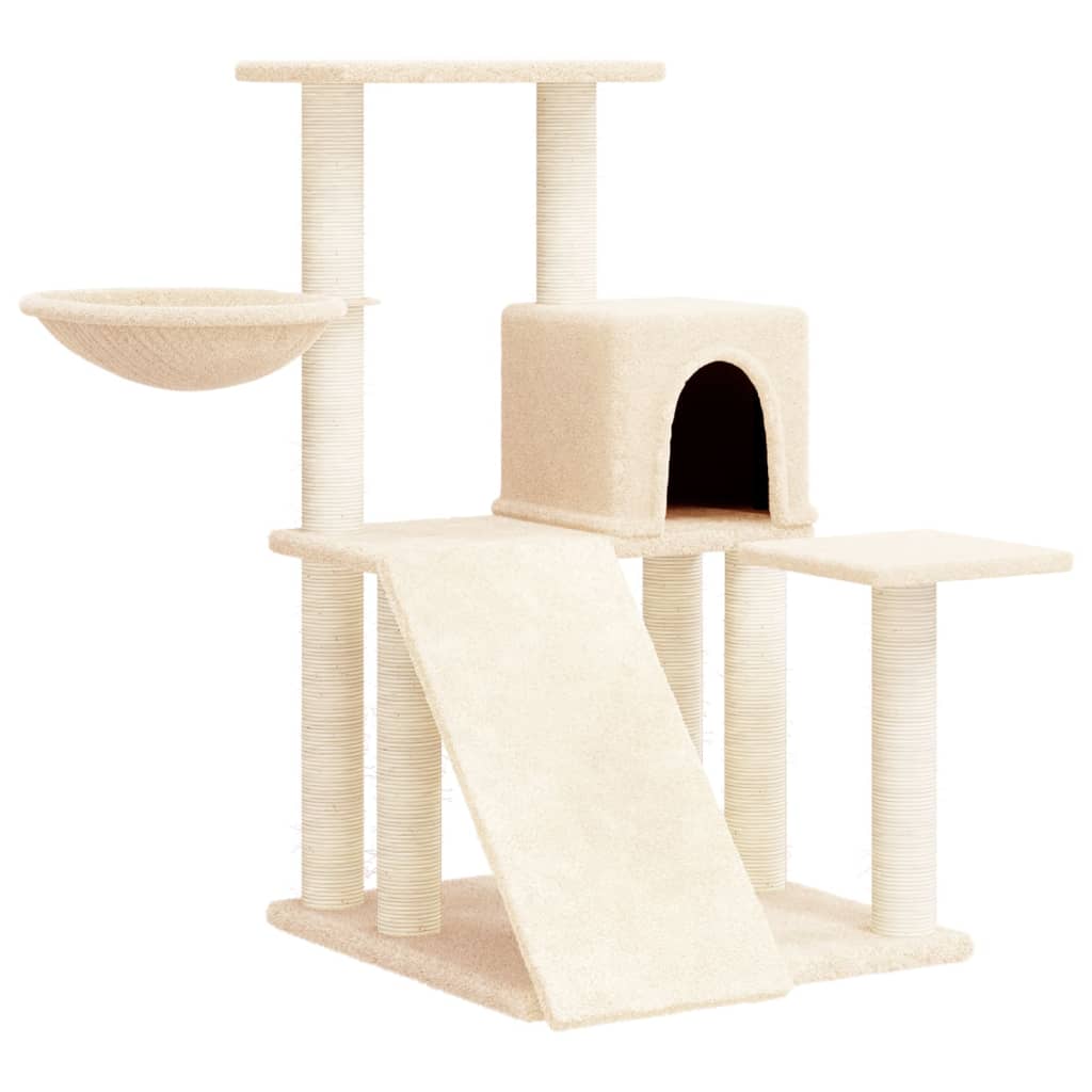 Kattenmeubel met sisal krabpalen 82 cm crèmekleurig is nu te koop bij PeponiXL, paradijselijk wonen!