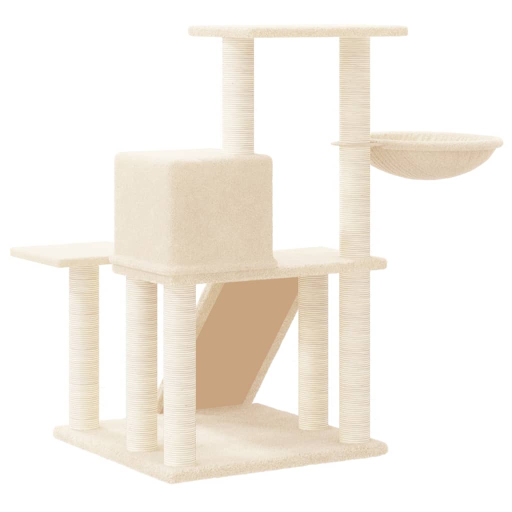 Kattenmeubel met sisal krabpalen 82 cm crèmekleurig is nu te koop bij PeponiXL, paradijselijk wonen!