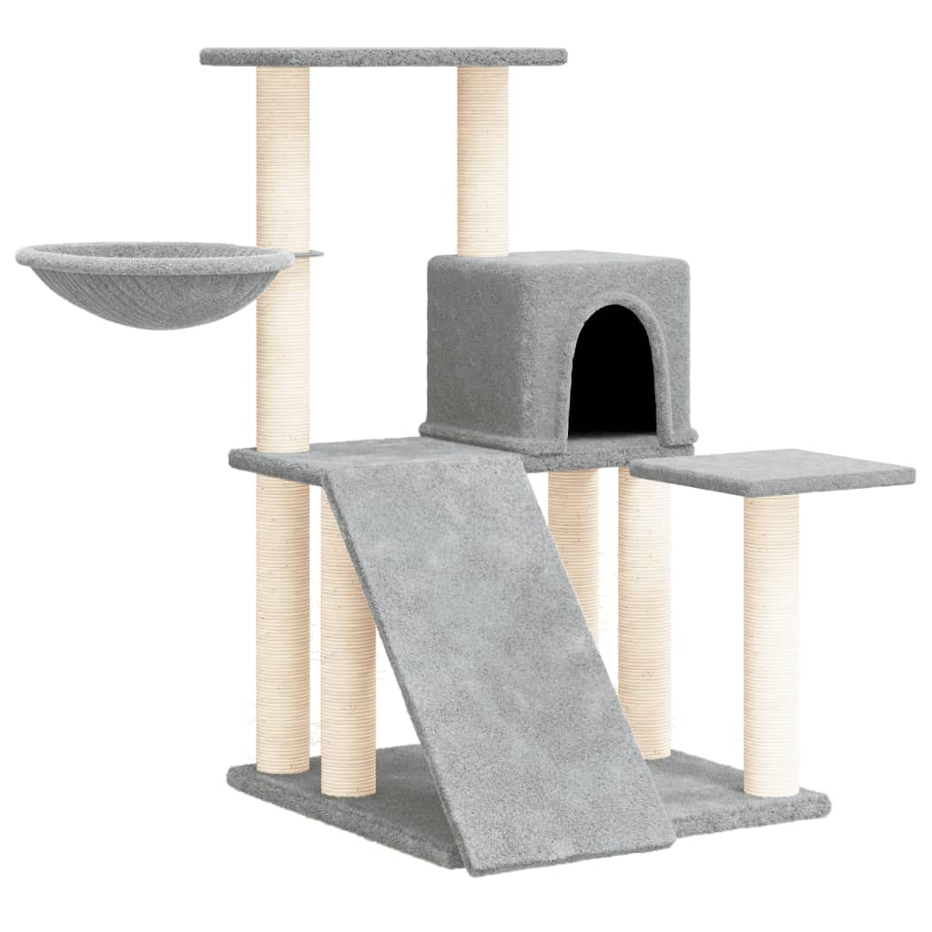 Kattenmeubel met sisal krabpalen 82 cm lichtgrijs is nu te koop bij PeponiXL, paradijselijk wonen!