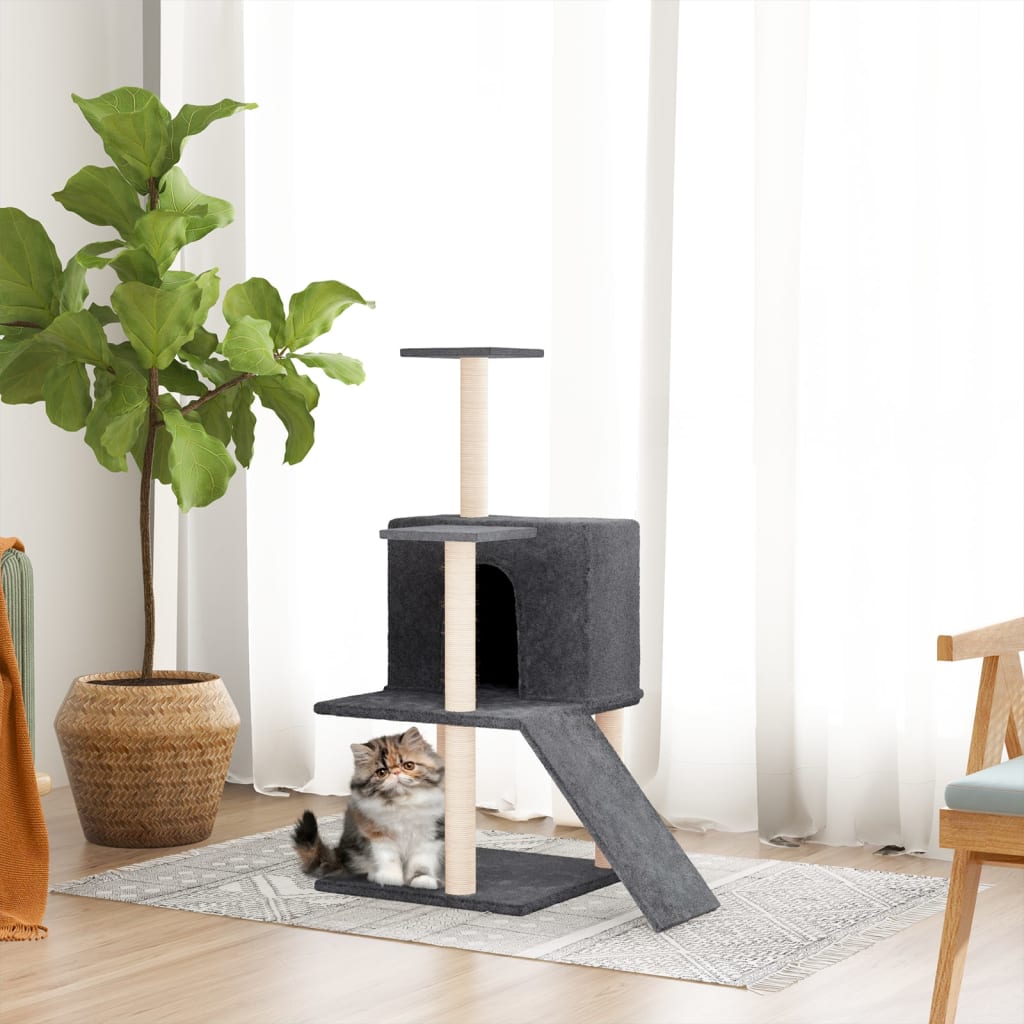 Kattenmeubel met sisal krabpalen 82 cm donkergrijs is nu te koop bij PeponiXL, paradijselijk wonen!