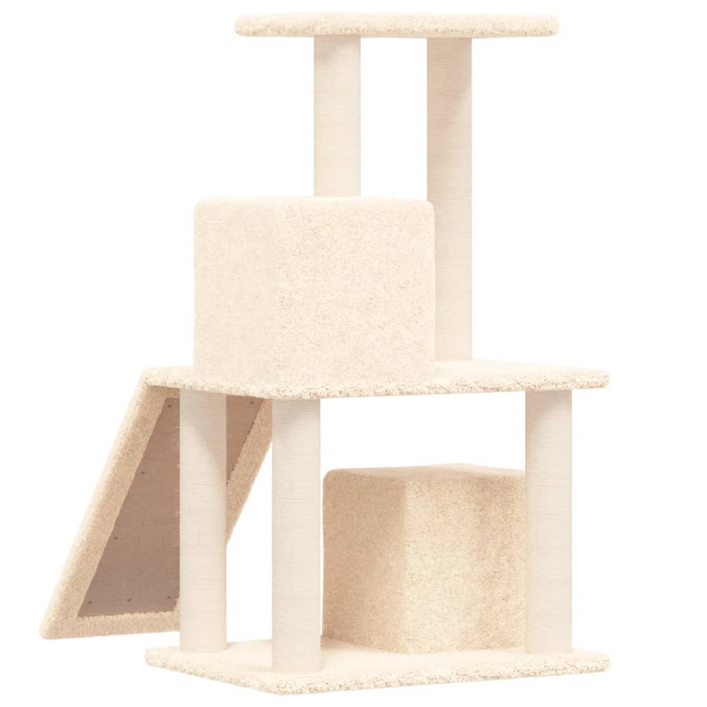 Kattenmeubel met sisal krabpalen 82 cm crèmekleurig is nu te koop bij PeponiXL, paradijselijk wonen!