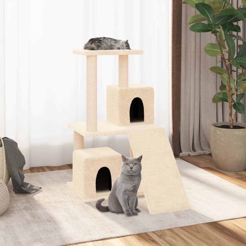 Kattenmeubel met sisal krabpalen 82 cm crèmekleurig is nu te koop bij PeponiXL, paradijselijk wonen!