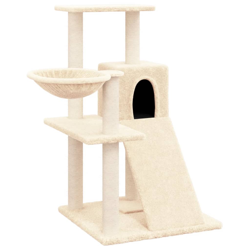 Kattenmeubel met sisal krabpalen 82 cm crèmekleurig is nu te koop bij PeponiXL, paradijselijk wonen!