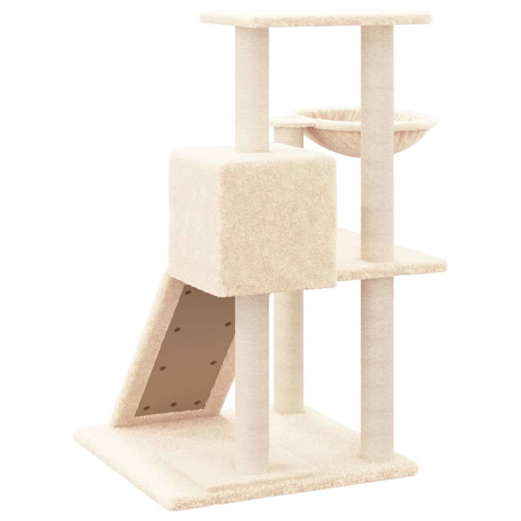 Kattenmeubel met sisal krabpalen 82 cm crèmekleurig is nu te koop bij PeponiXL, paradijselijk wonen!
