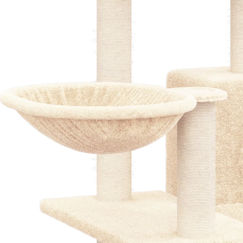 Kattenmeubel met sisal krabpalen 82 cm crèmekleurig is nu te koop bij PeponiXL, paradijselijk wonen!