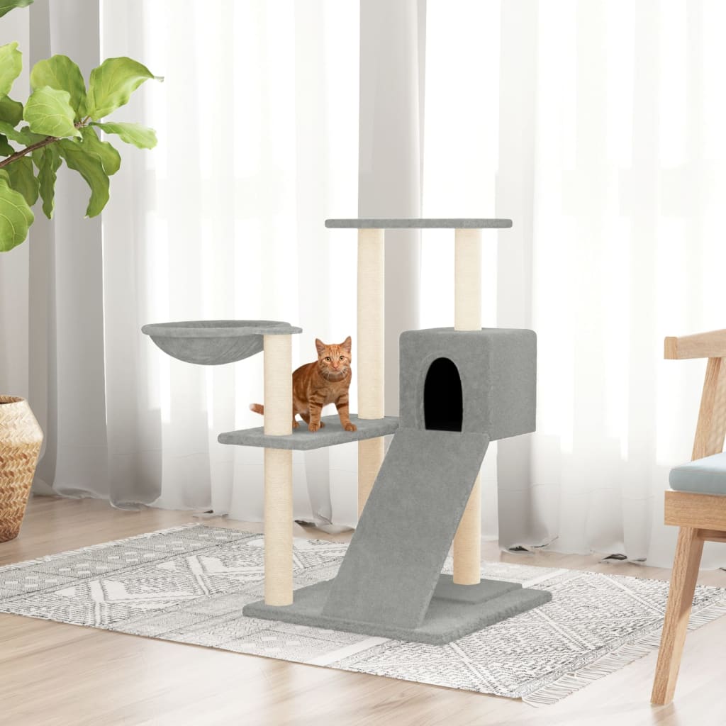 Kattenmeubel met sisal krabpalen 82 cm lichtgrijs is nu te koop bij PeponiXL, paradijselijk wonen!