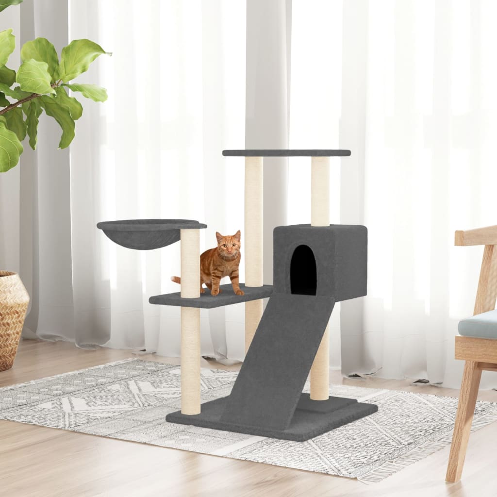 Kattenmeubel met sisal krabpalen 82 cm donkergrijs is nu te koop bij PeponiXL, paradijselijk wonen!