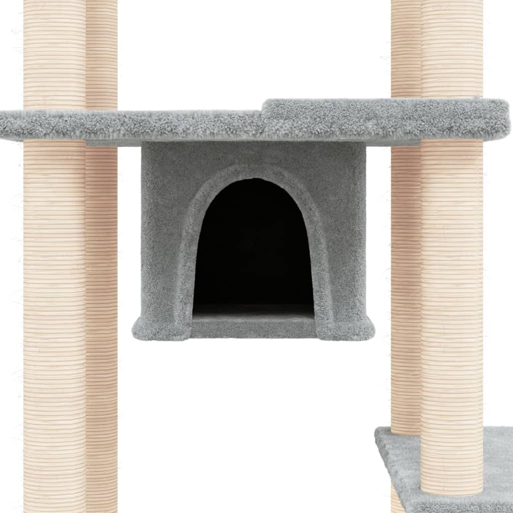 Kattenmeubel met sisal krabpalen 176 cm lichtgrijs is nu te koop bij PeponiXL, paradijselijk wonen!