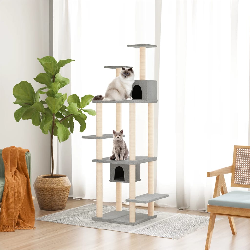 Kattenmeubel met sisal krabpalen 176 cm lichtgrijs is nu te koop bij PeponiXL, paradijselijk wonen!