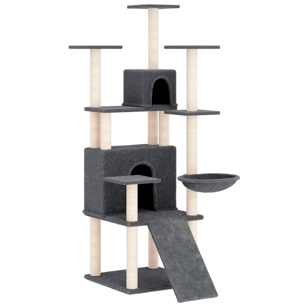 Kattenmeubel met sisal krabpalen 154 cm donkergrijs is nu te koop bij PeponiXL, paradijselijk wonen!