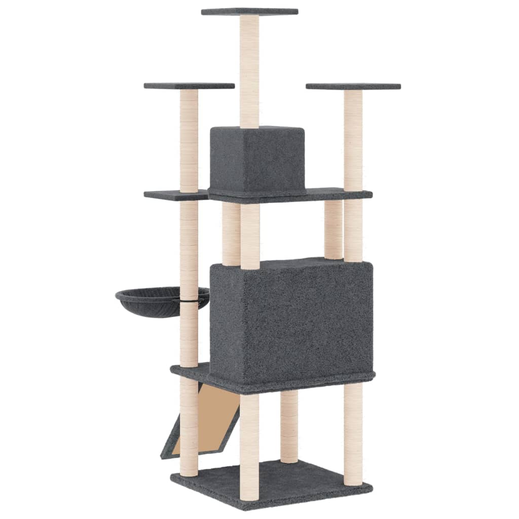 Kattenmeubel met sisal krabpalen 154 cm donkergrijs is nu te koop bij PeponiXL, paradijselijk wonen!