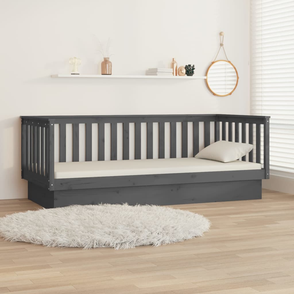Slaapbank 80x200 cm massief grenenhout grijs is nu te koop bij PeponiXL, paradijselijk wonen!