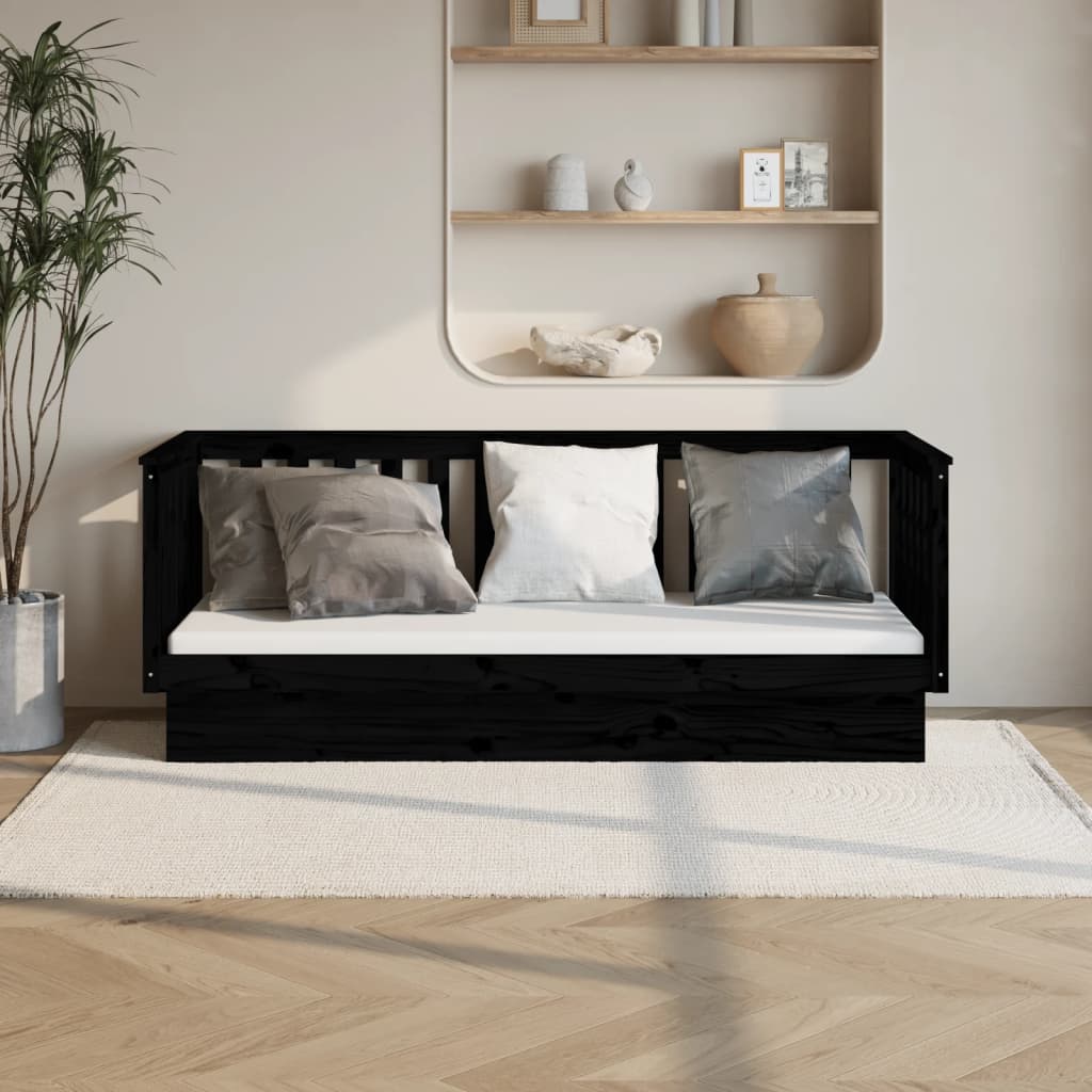 Slaapbank 75x190 cm massief grenenhout zwart is nu te koop bij PeponiXL, paradijselijk wonen!