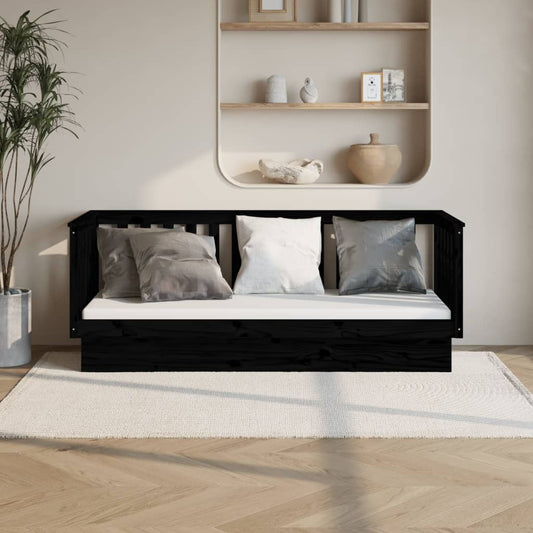 Slaapbank 90x190 cm massief grenenhout zwart is nu te koop bij PeponiXL, paradijselijk wonen!