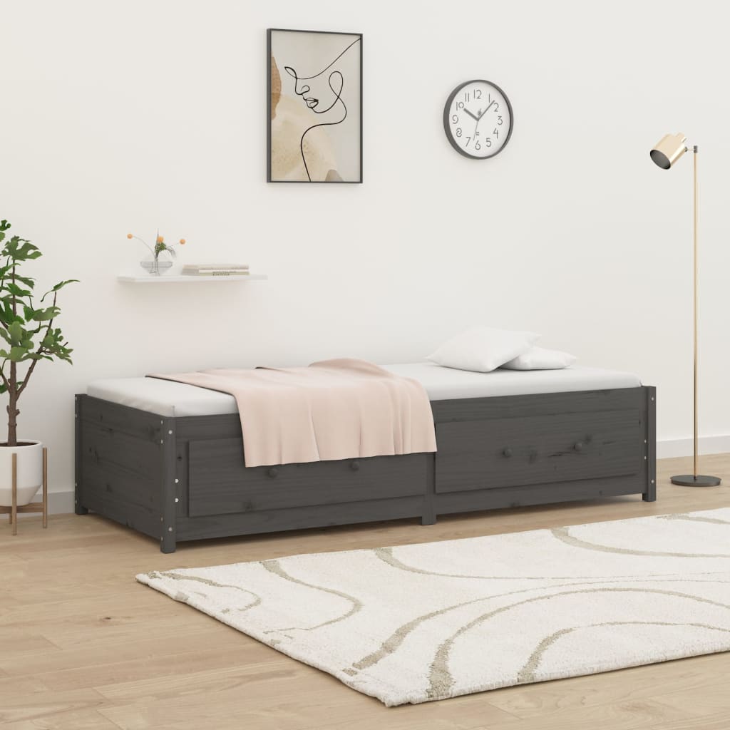 Slaapbank 90x200 cm massief grenenhout grijs is nu te koop bij PeponiXL, paradijselijk wonen!