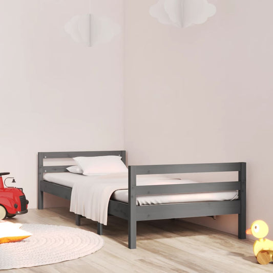 Bedframe 75x190 cm massief grenenhout grijs is nu te koop bij PeponiXL, paradijselijk wonen!