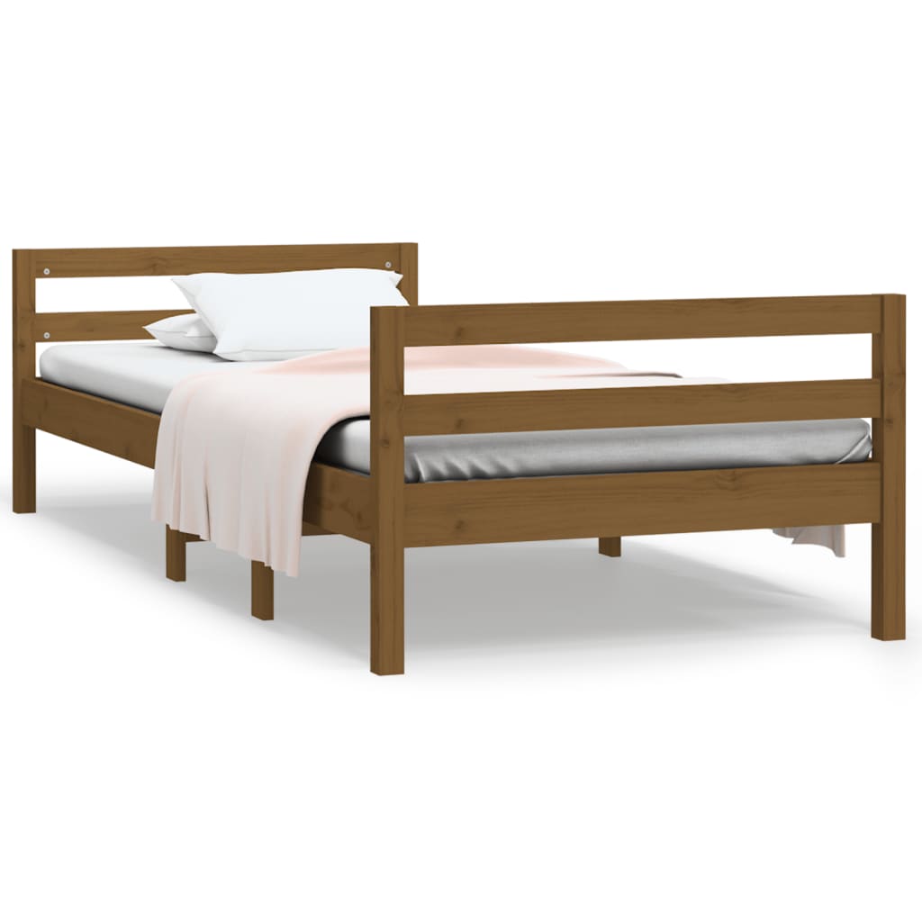 Bedframe 75x190 cm massief grenenhout honingbruin is nu te koop bij PeponiXL, paradijselijk wonen!
