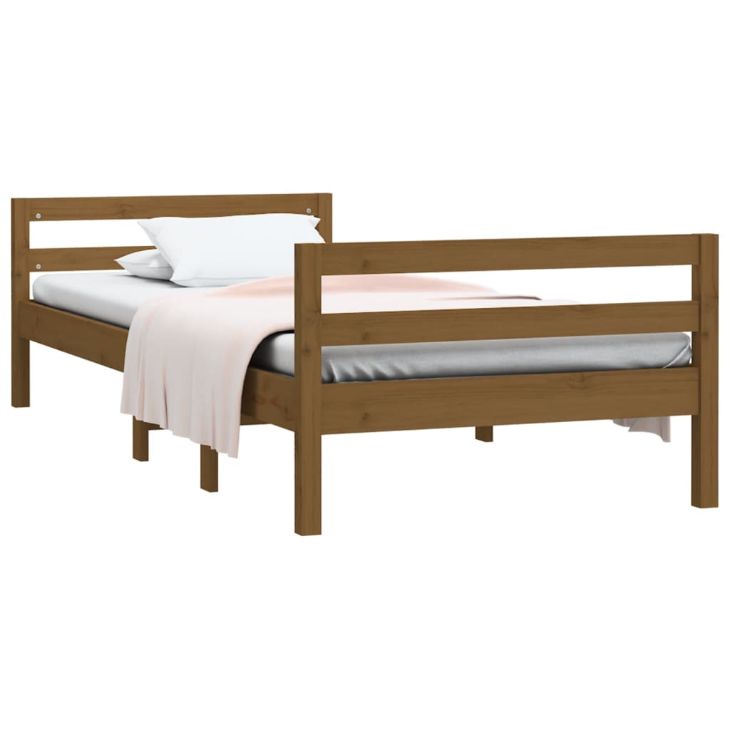 Bedframe 75x190 cm massief grenenhout honingbruin is nu te koop bij PeponiXL, paradijselijk wonen!
