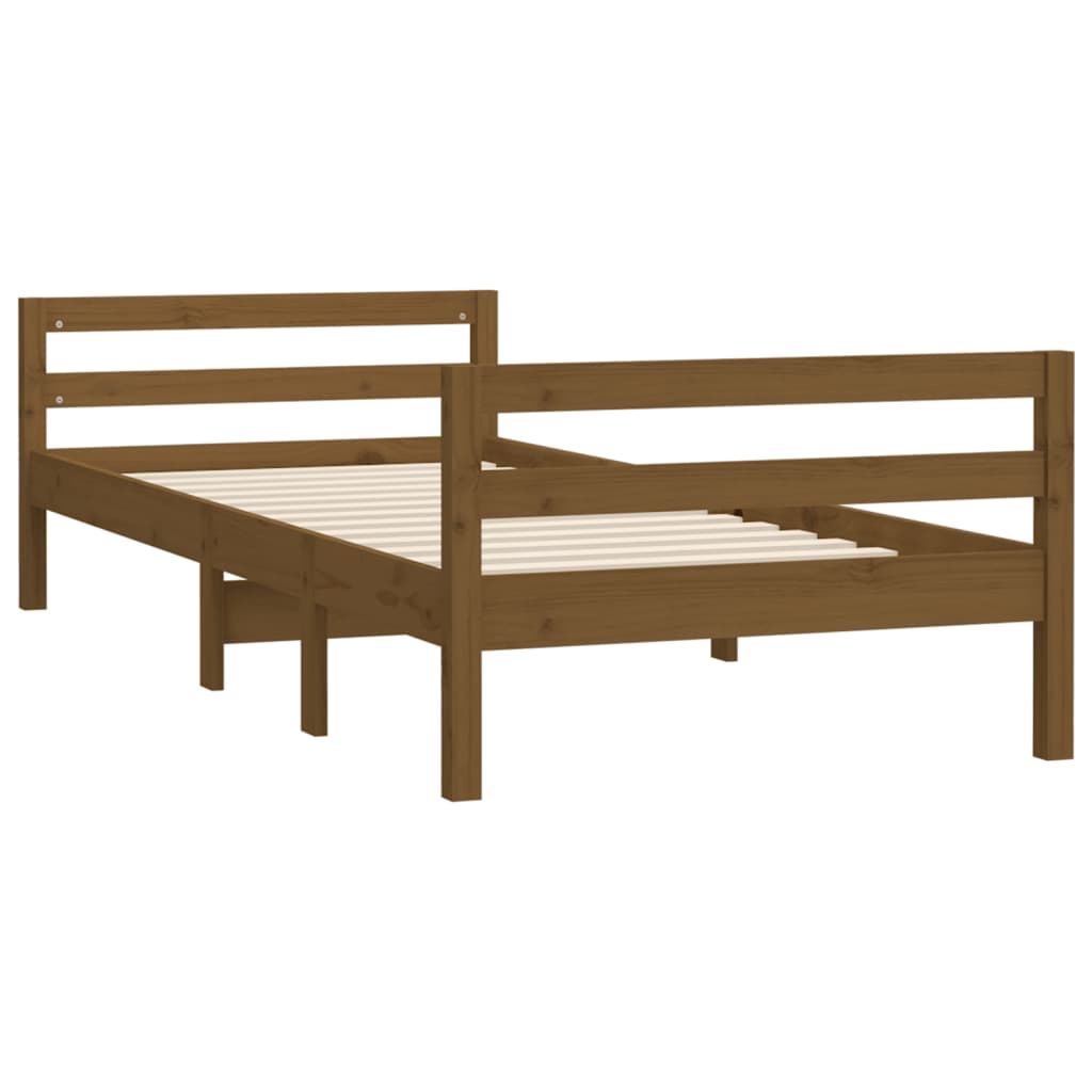 Bedframe 75x190 cm massief grenenhout honingbruin is nu te koop bij PeponiXL, paradijselijk wonen!